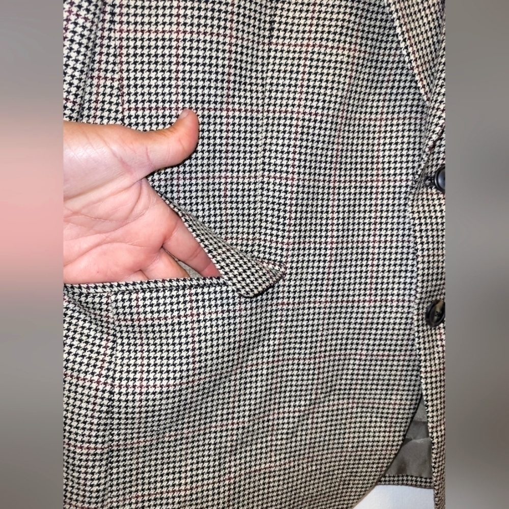 Vintage Burberrys Wool Houndstooth Blazer Saks Fifth Avenue Size Large - Picture 7 of 16